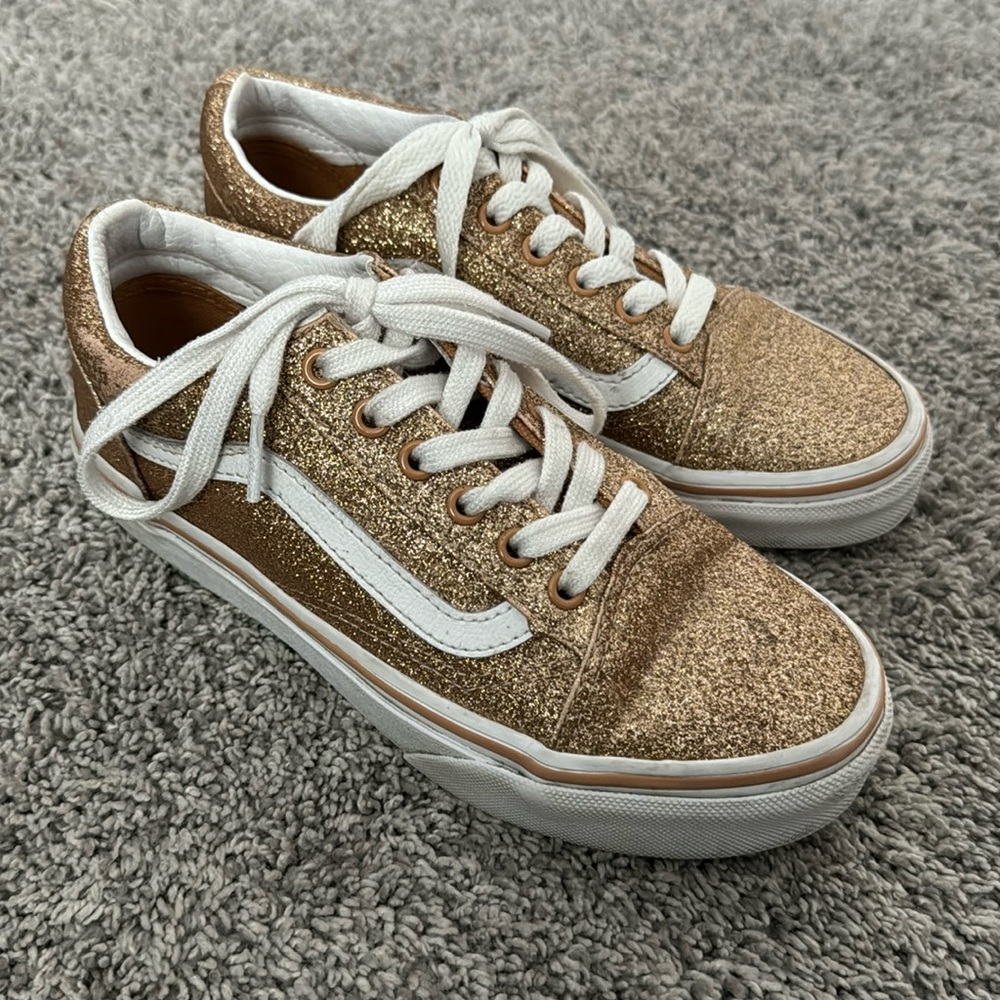 Vans gold glitter kids shoes